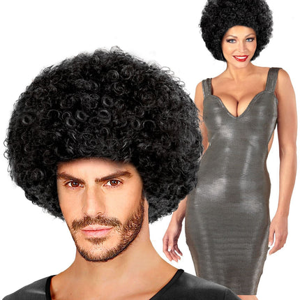 Parrucca afro nera unisex