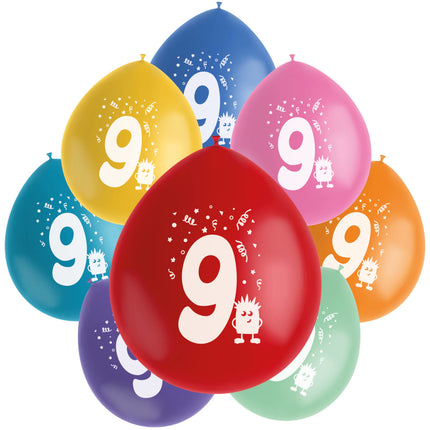 Palloncini 9 anni colorati 23cm 8pz
