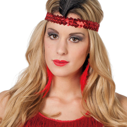 Fascia rossa Charleston con piume