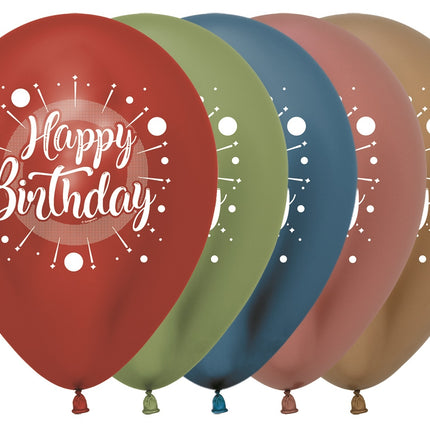 Palloncini Happy Birthday Multicolore Reflex Mix 30cm 25pz