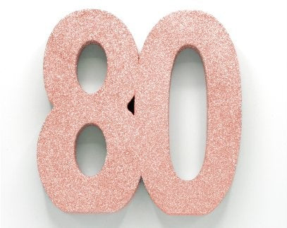 Figura di decorazione da tavolo oro rosa 80 glitter 20,5 cm
