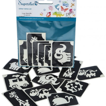 Stencil nero per tatuaggi animali 12 pezzi