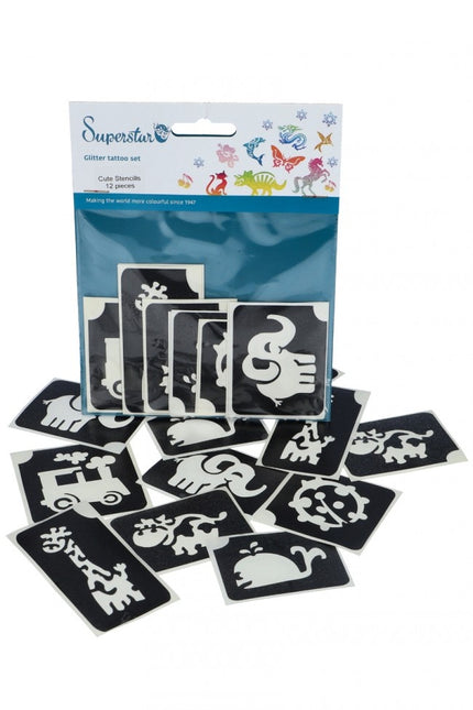Stencil nero per tatuaggi animali 12 pezzi