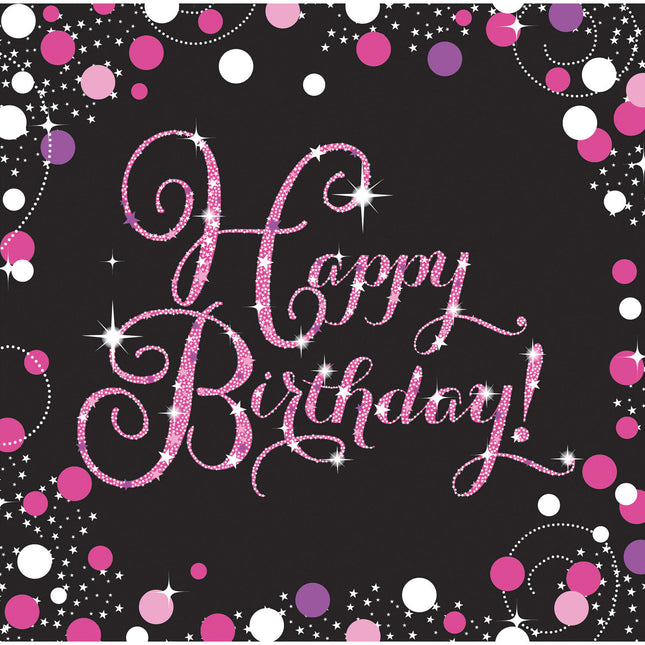 Tovaglioli di compleanno Buon Compleanno Rosa Nero 33cm 16pz