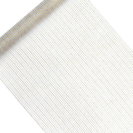 Tessuto Organza Bianco Strisce Oro 48cm 9m
