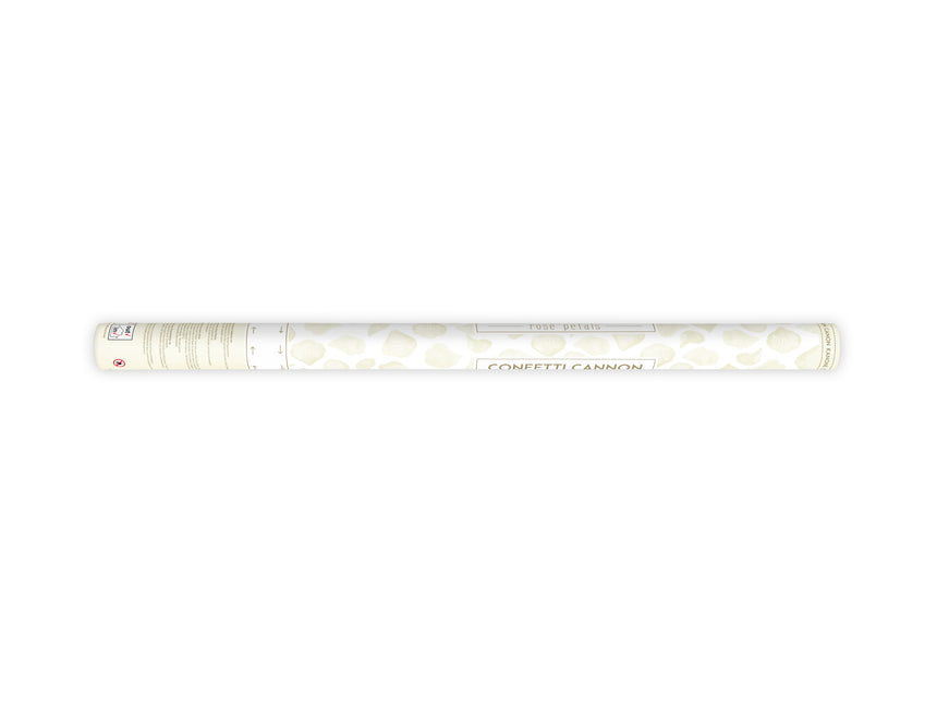 Cannone di coriandoli alla crema di vaniglia con petali di rosa 80cm