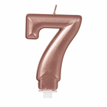 Candela oro rosa 7 anni 8 cm