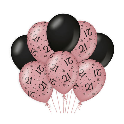 Palloncini 21 anni Rosa Nera 30cm 8pz