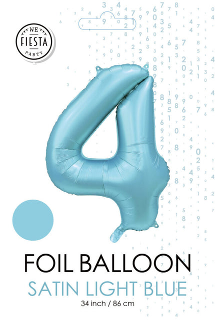 Palloncino figura azzurro 4 anni lucido 86 cm