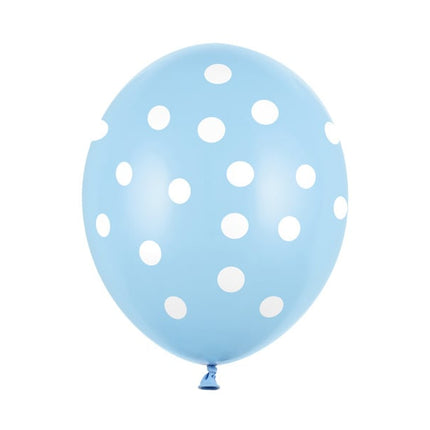 Palloncini azzurri a pois bianchi 30 cm 6 pezzi