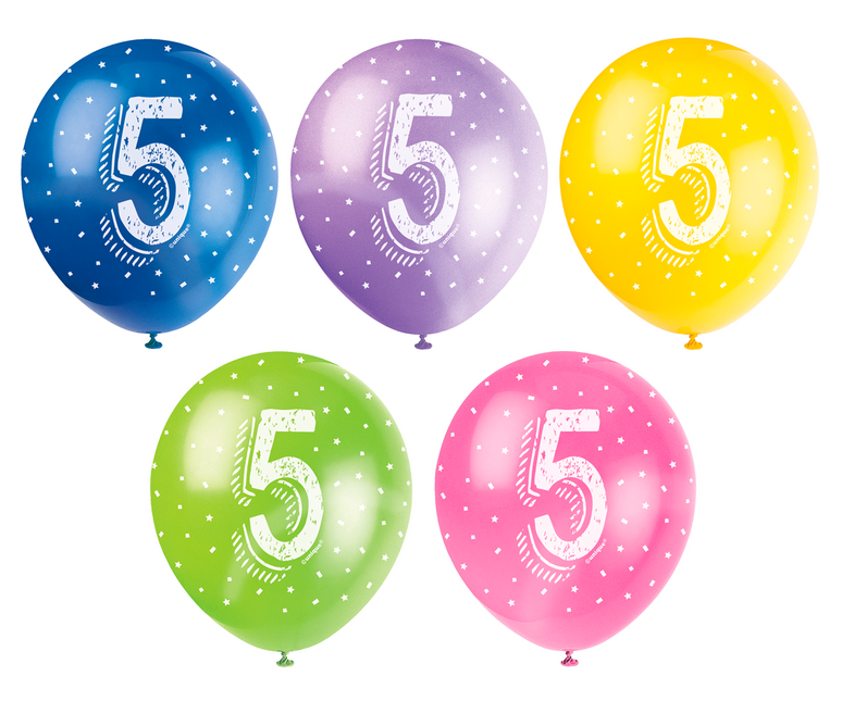 Palloncini 5 anni Coriandoli 30cm 5pz