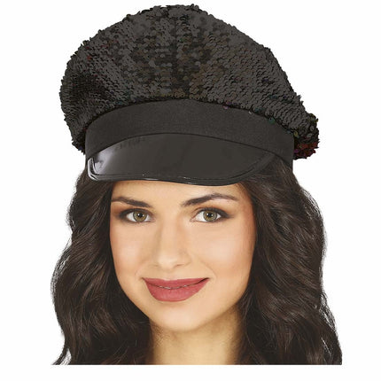 Cappello nero con paillettes
