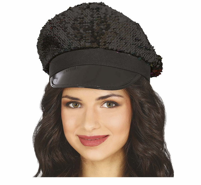 Cappello nero con paillettes