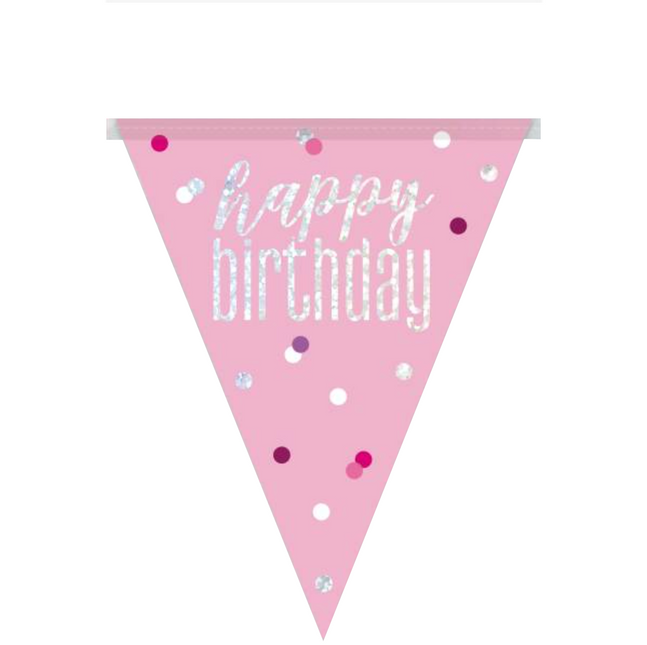 Ghirlanda di Buon Compleanno Rosa 2,74m