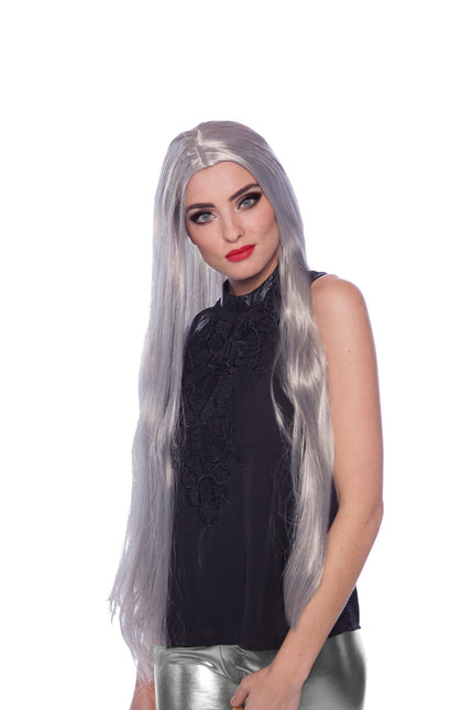 Parrucca capelli lunghi argento