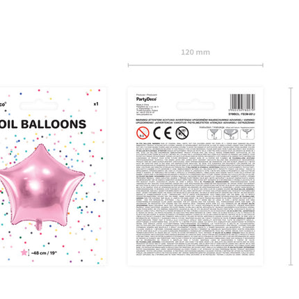 Palloncino ad elio Star rosa chiaro vuoto 48 cm