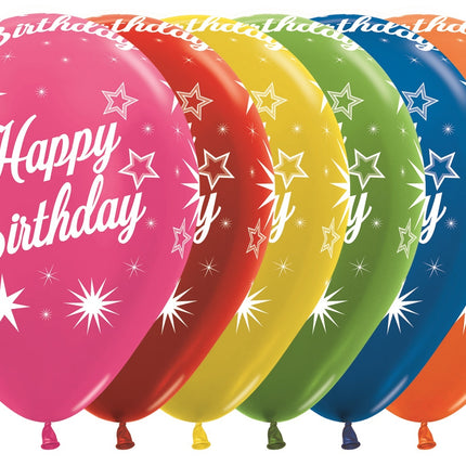 Palloncini Happy Birthday Sparkle Metallic Mix 30cm 25pz