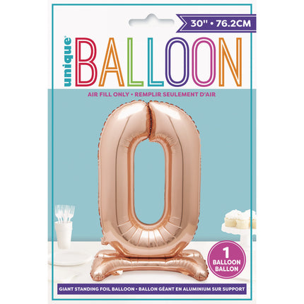 Palloncino in foil Figura 0 Oro Rosa Standard 76 cm