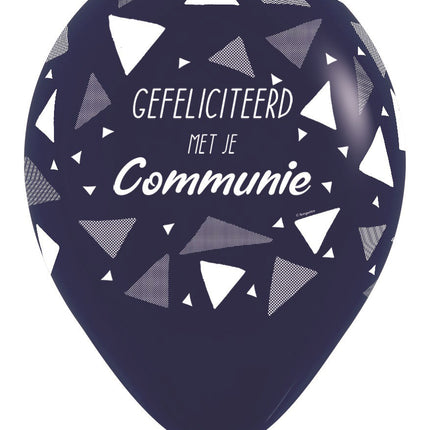 Palloncini Congratulazioni per la tua comunione Triangoli blu navy 30cm 25pz