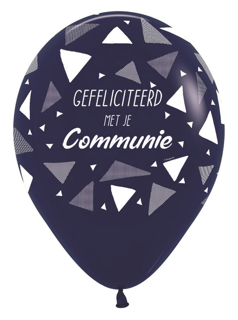 Palloncini Congratulazioni per la tua comunione Triangoli blu navy 30cm 25pz