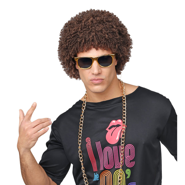 Parrucca Disco 70S Marrone