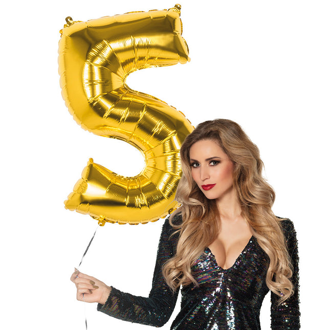 Palloncino numero d'oro 5 anni 86 cm