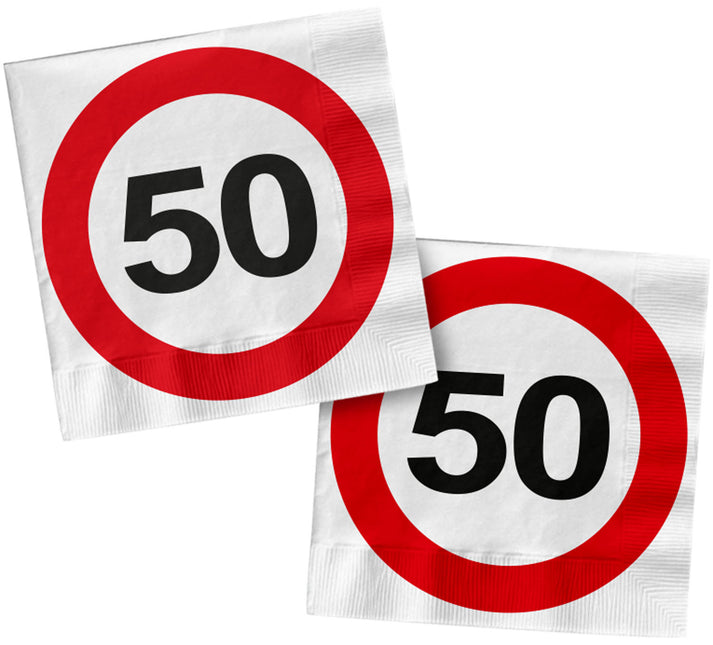 Tovaglioli 50 Years Traffic Sign Square 33cm 20pz
