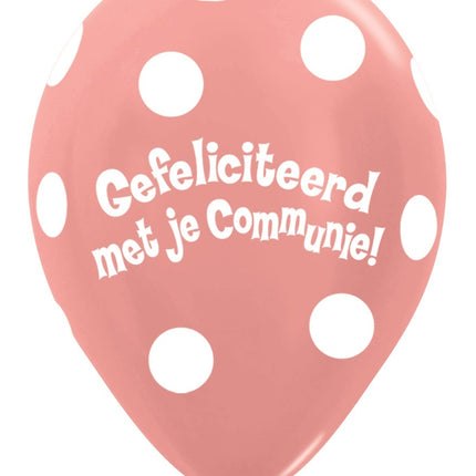 Palloncini comunione a pois metallici oro rosa 30cm 50pz