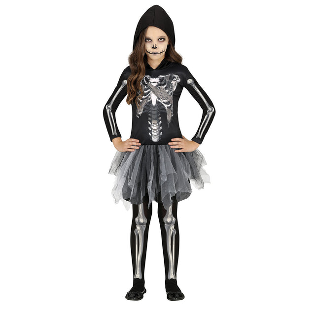 Felpa con cappuccio con costume di Halloween da scheletro per bambina