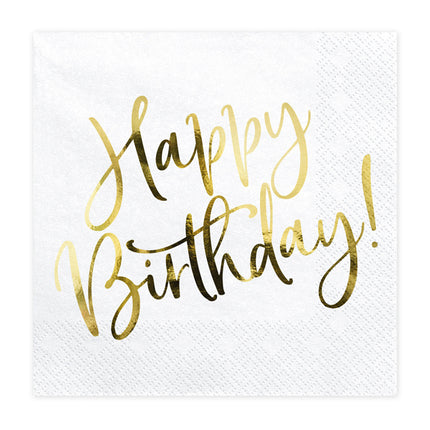 Tovaglioli bianchi Buon Compleanno 33cm 20pz