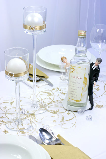 Tessuto Organza Vanilla Creme Fiori Oro 36cm 9m