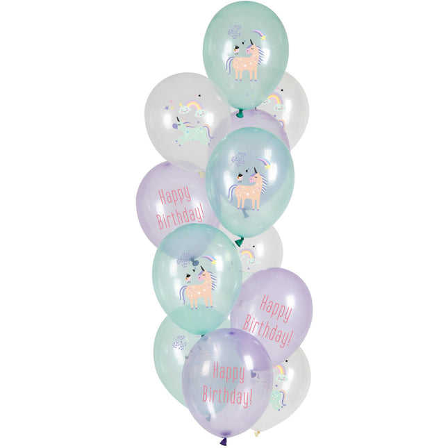 Palloncini Unicorno Arcobaleno 33cm 12pz