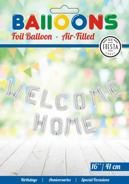 Set di palloncini a forma di lettera Welcome Home Argento