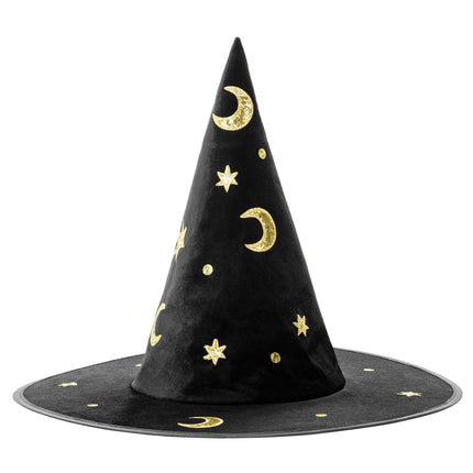 Cappello da strega di Halloween in oro nero