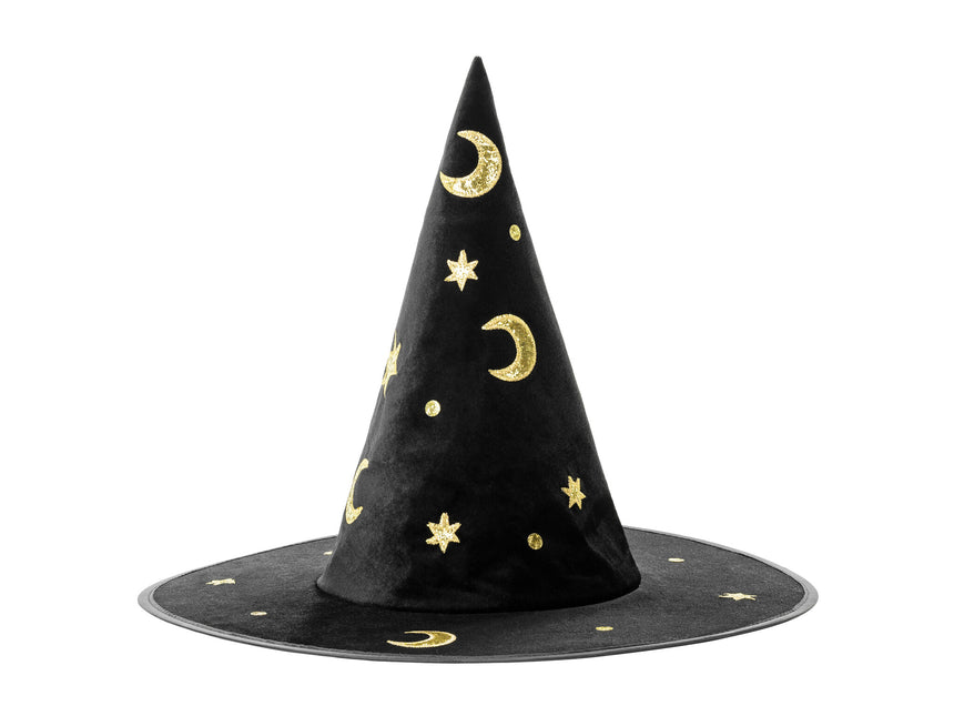 Cappello da strega di Halloween in oro nero