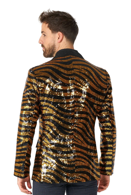 Blazer da uomo in paillet con tigre nera e oro <tc>OppoSuits</tc>