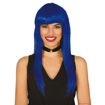 Parrucca blu con frangetta