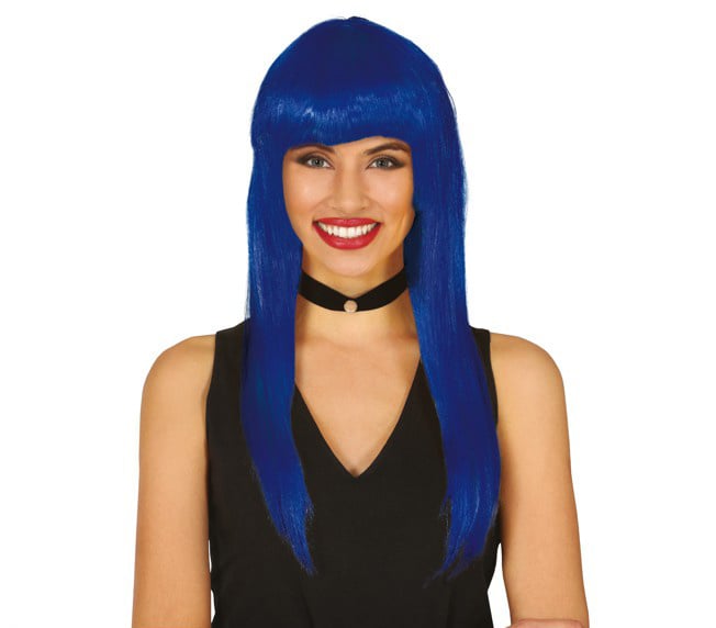 Parrucca blu con frangetta