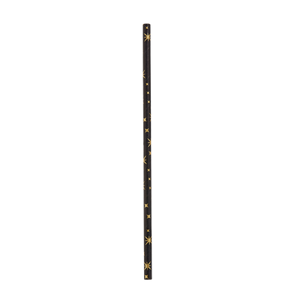 Cannucce di carta Oro Stelle Nero 20cm 8pz