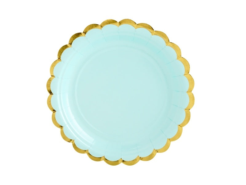 Piatti di cartone verde menta oro 18cm 6pz