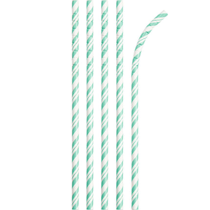 Cannucce verde menta a righe 24 pezzi