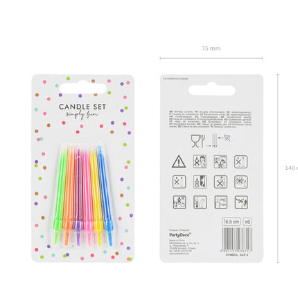 Candele colorate 6,5 cm 6 pezzi
