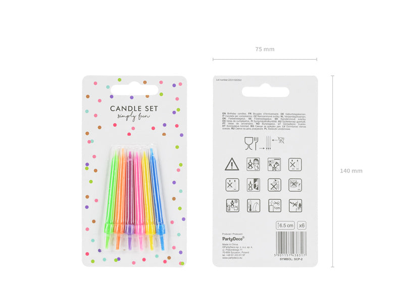 Candele colorate 6,5 cm 6 pezzi