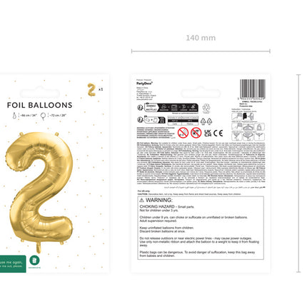 Palloncino a figura 2 anni Oro Vuoto 72cm