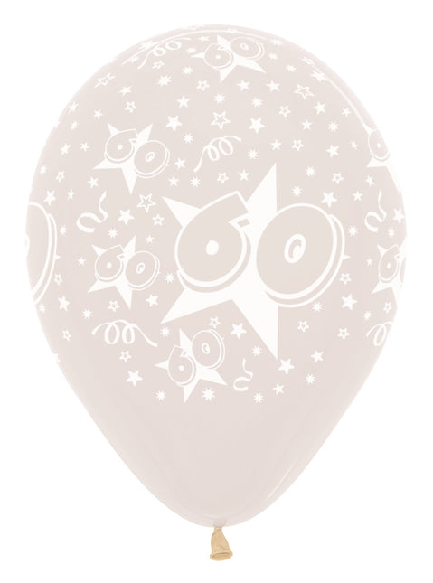 Palloncini Numero 60 Stelle Cristallo Trasparente 30cm 25pz