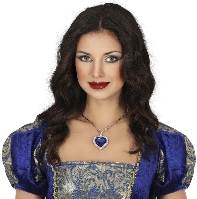 Collana d'argento con cuore blu