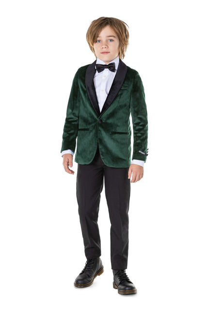 Blazer ragazzo in velluto verde scuro <tc>OppoSuits</tc>