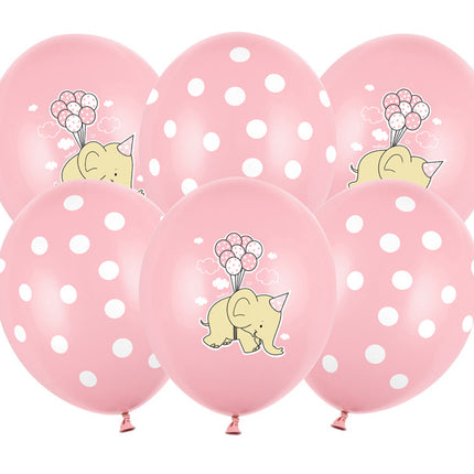 Palloncini Baby Elefante Rosa 30cm 6 pezzi