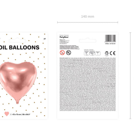 Palloncino ad elio Cuore Oro Rosa Vuoto 73 cm