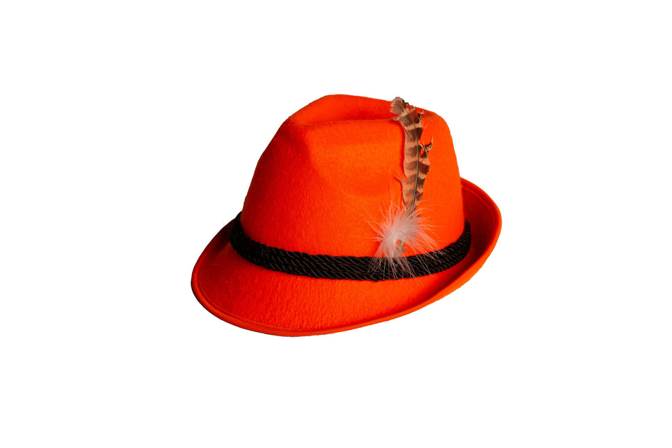 Cappello arancione Tyrol con piuma